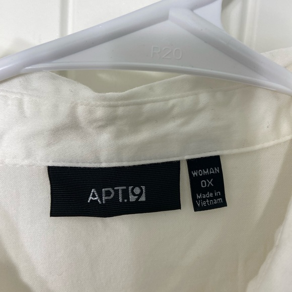 EUC Apt.9 women’s white black outlined button‎ front 3/4 sleeve blouse top 0X - Picture 4 of 7